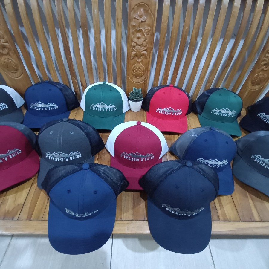 Topi Outdoor TNF, Topi Trucker The North Face Frontier, Topi Gunung TNF - Grey White